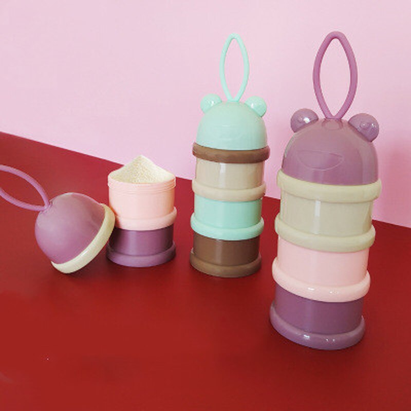 3Layers Baby Milk Powder Dispenser Container Storage Formula Feeding Box Colorful Rainbow Color
