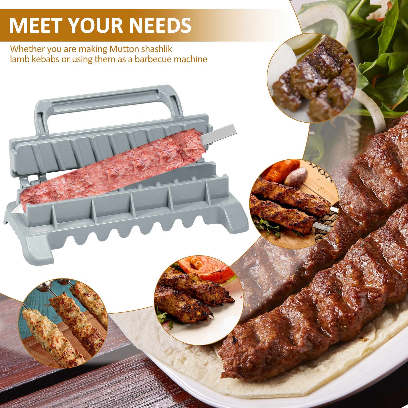 Plastic Kebab Maker Draagbare Pers Kebab Maker Herbruikbare Grote Handleiding Kebab Mold Grillen Tool Barbecue Spiesjes voor Thuis Chef's