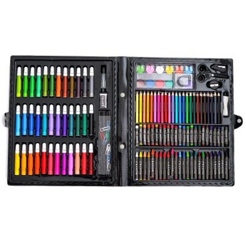 150 Pcs Water Color Pen Crayon Oil Pastel Painting Drawing Tool Kids Art Set Children Drawing Set Kids Supplies Stationery Set: black