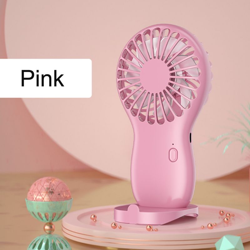 Oplaadbare Mini Draagbare Pocket Fan Telefoon Houder Cool Air Hand Held Reizen Koeler Koelventilator Voor Kantoor Outdoor thuis: Roze