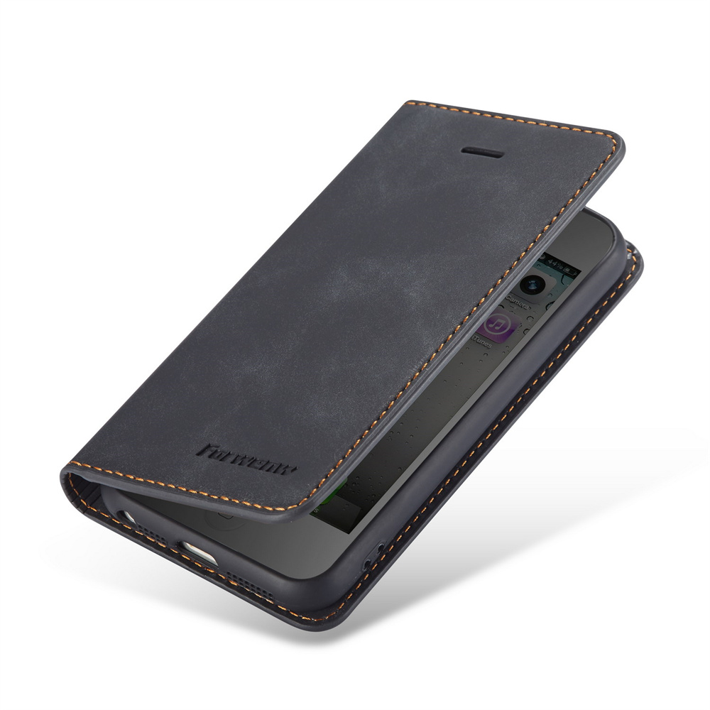 Forwenw magnetische flipcase voor iphone 5 5s se, volledige bescherming, tpu-basis, suède leer, slanke portemonneecase, kaarthouder, telefoontas