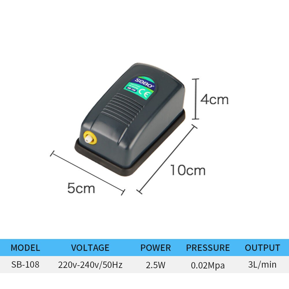 Sobo sb -108 /  sb -648 akvarium tyst syrepump akvarium luftpump 2.5w 5w
