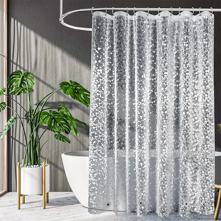 Dicker peva klarer Dusch vorhang mit 12 Haken wasserdichte Badewanne Badever deckung schimmel resistenter moderner Badewannen-Trenn vorhang zier: Regelmäßig / Blau