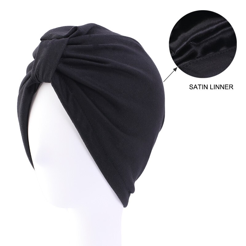 Modale Tulband Slaap Cap Voor Haaruitval Thuis Head Cover Voor Chemo Vrouwen: Black