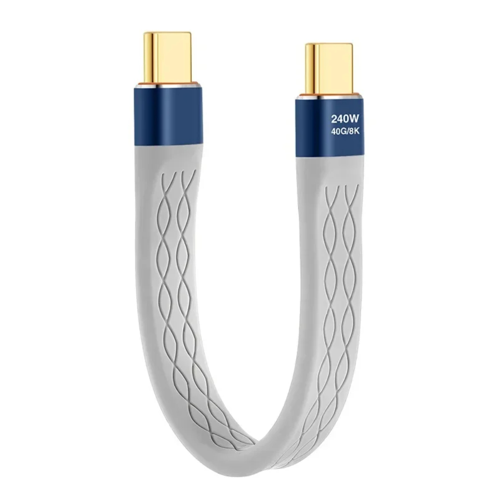 NNBILI 240W 40GB Cable corto USB C a USB C Cable de carga rápida tipo C 40Gbps transferencia de datos 8K Cable de extensión de carga de datos plano: Default Title