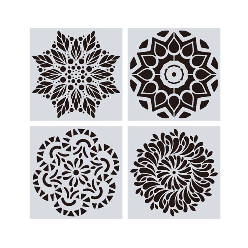 16 stk/sæt mandala stencils gør-det-selv-tegneskabelon vægmaling til træfliser rock boligindretning 15 x 15cm