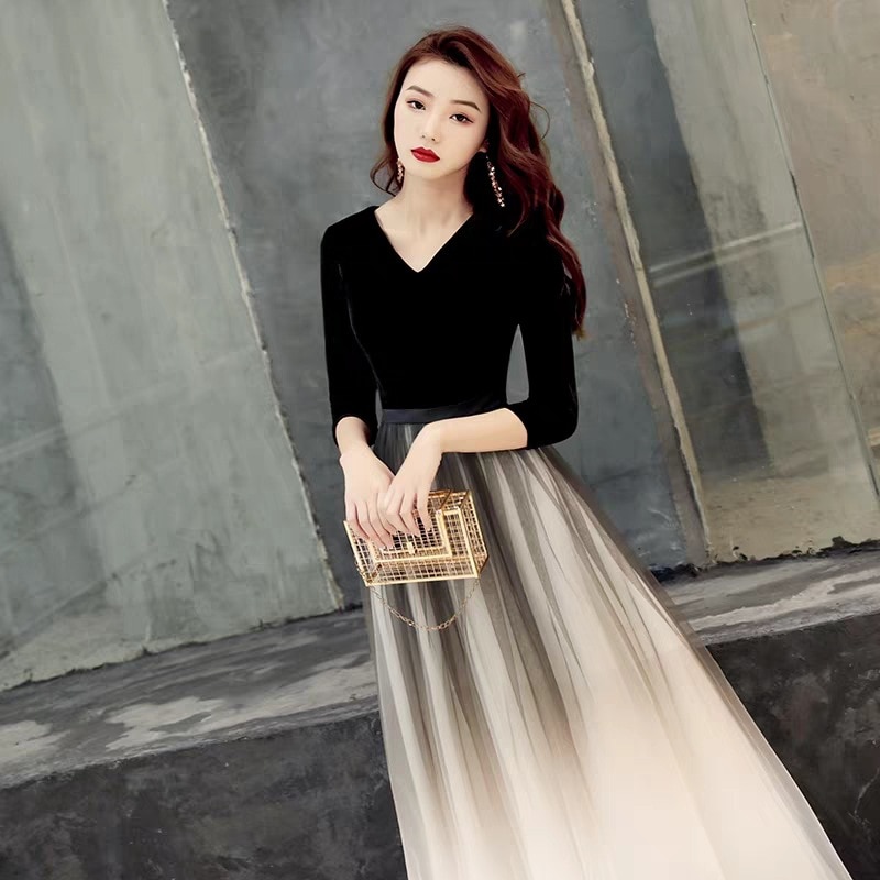 Elegante schwarz Oansatz Kleid Gradient rückenfrei pailletten Kleid geburtstag Party abendkleid Frauen Formale Abendkleid Vestidos
