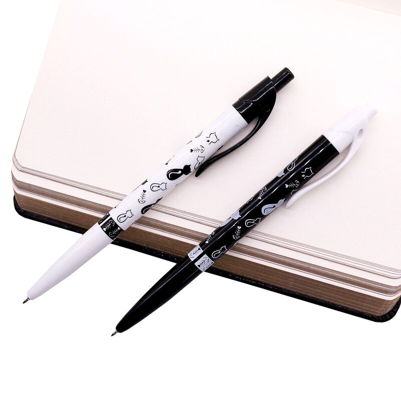 20 teile/los Blau Refill 0,7mm Kugelschreiber Schwarz Und Weiß Gedruckt Katze Muster Schreiben Stift Student Schreibwaren