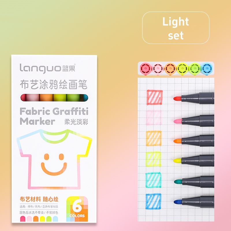 Juego de rotuladores de grafiti de tela, 6 uds., dibujo lavable y reutilizable para lienzo de algodón, lino, pintura DIY, escuela A7723: YELLOW