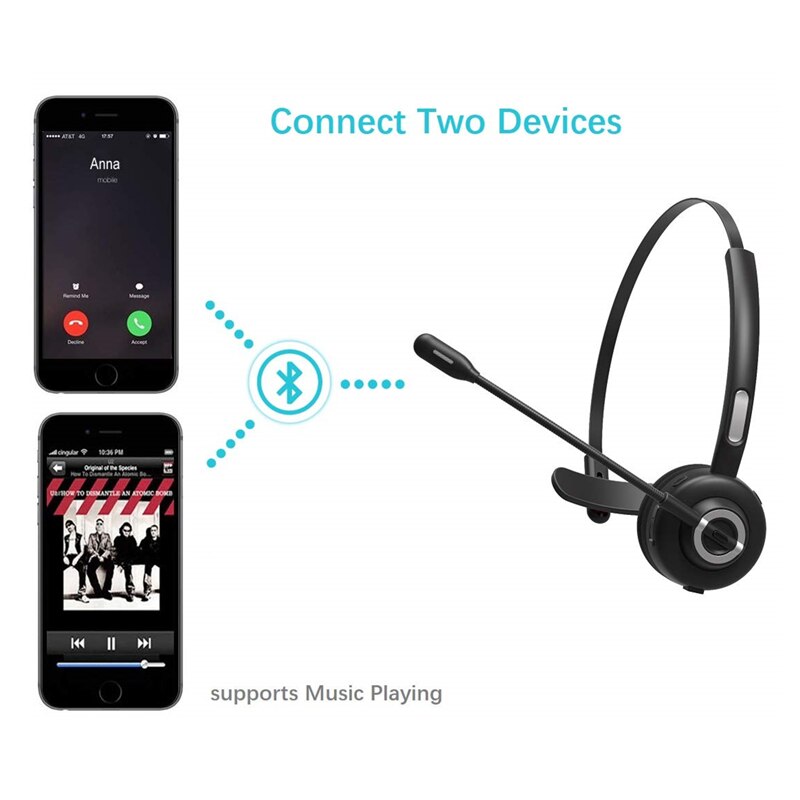 Museum Omgekeerde uitvegen Kantoor Draadloze Headset Trucker Bluetooth Headset voor Mobiele Telefoon  Bellen CVC6.0 Noise Cancelling Ondersteunt A2dp Muziek – Grandado