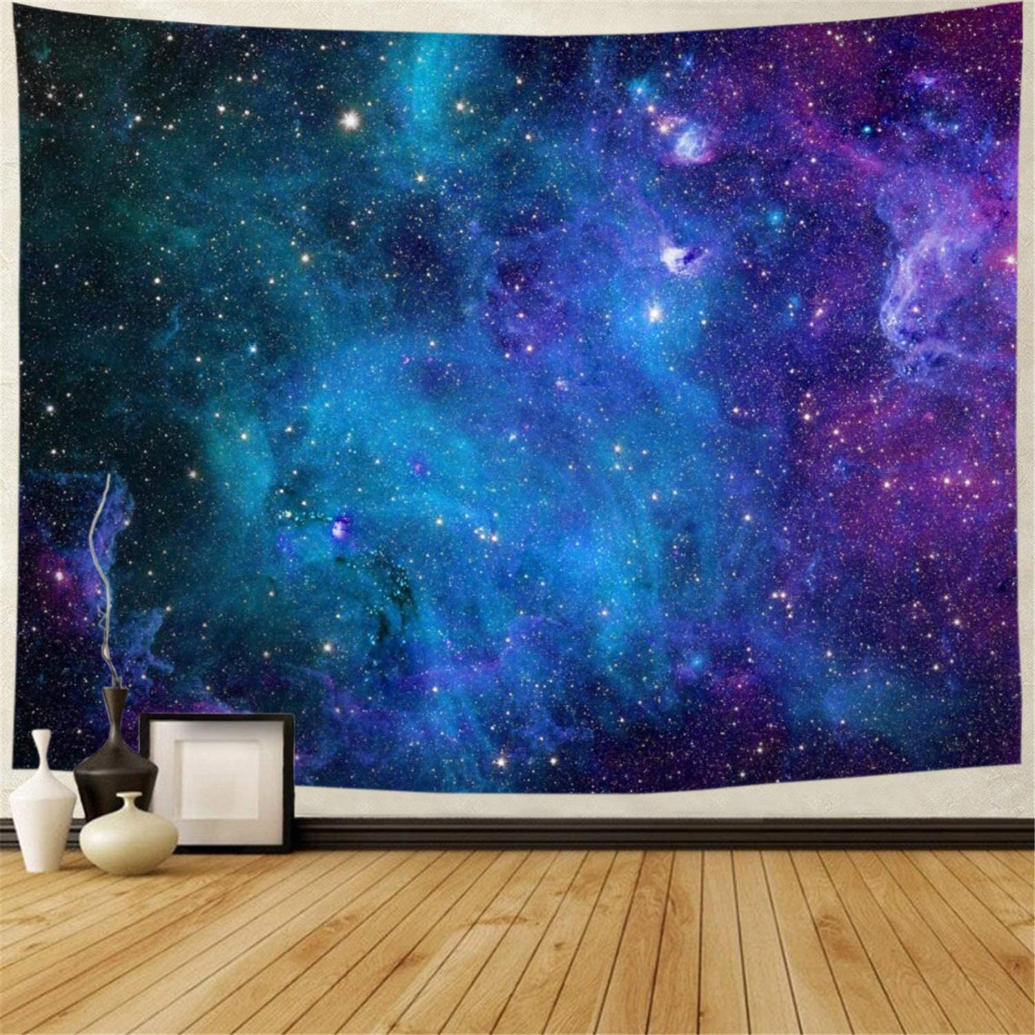 Galaxy Blue Starry Sky Universe Space Tapestry Wall Hanging Psychedelic Mysterious Nebula Stars Wall Tapestries for Living Room