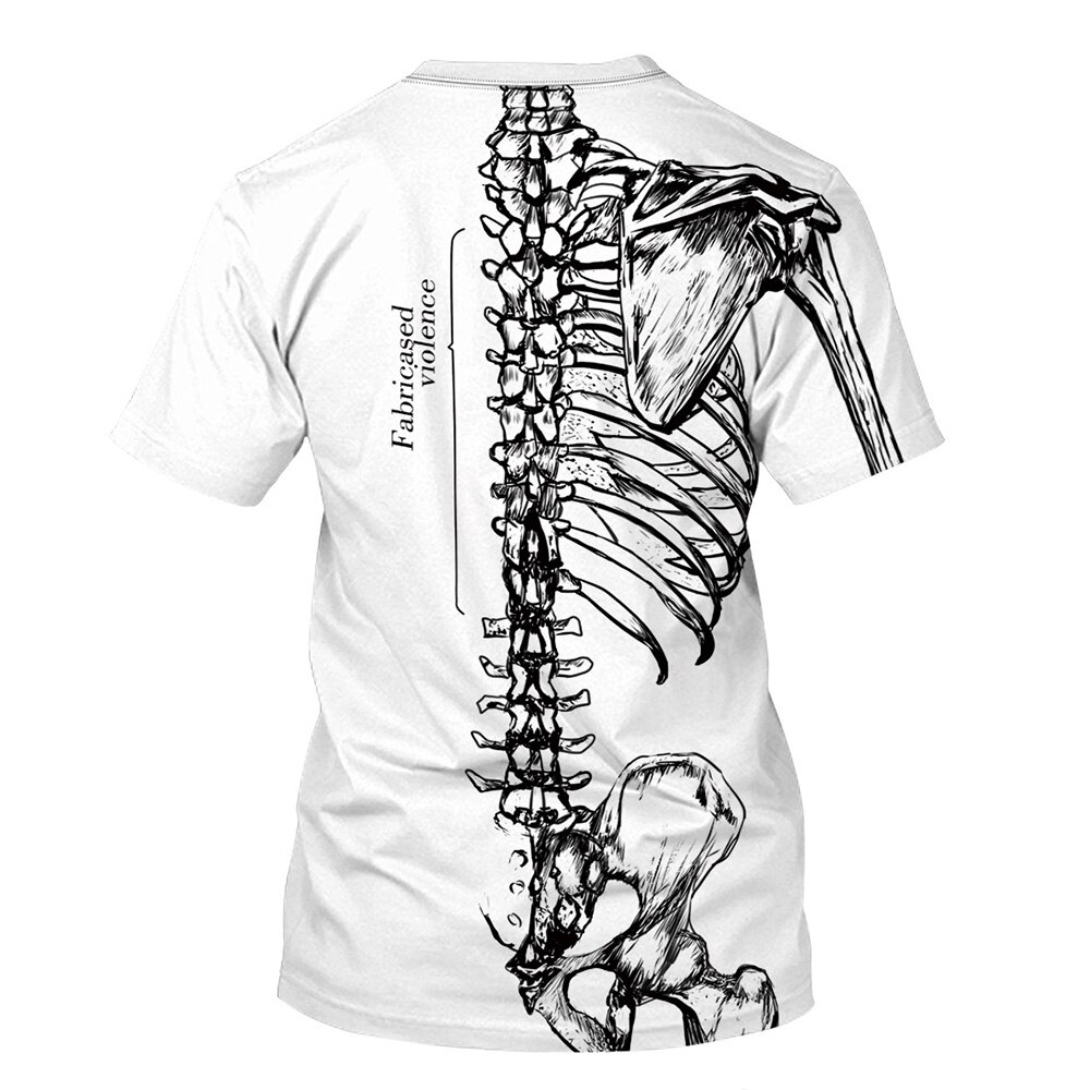 Halloween skelet t-shirt 3d print unisex kostume til kvinder mænd sort/hvid nyhed holdbart: Hvid / Xl