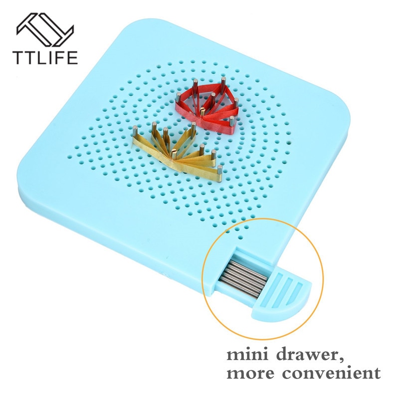 TTLIFE Quilling Board with Pins Storage Light Blue Grid Guide for Paper Crafting Winder Roll Square Craft DIY Tool ABS Blue