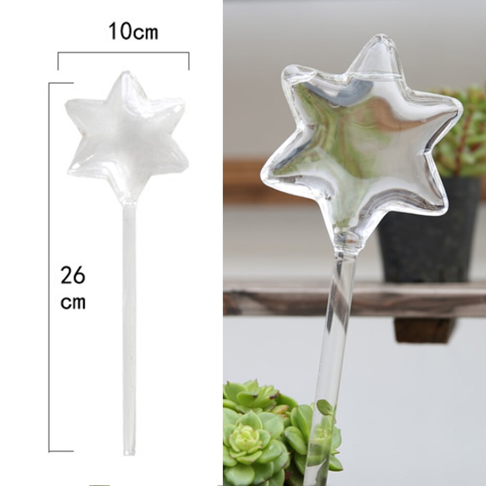 4 Types Glass Plant Flowers Water Feeder Automatic Self Watering Devices Bird Star Heart Plant Waterer: Star