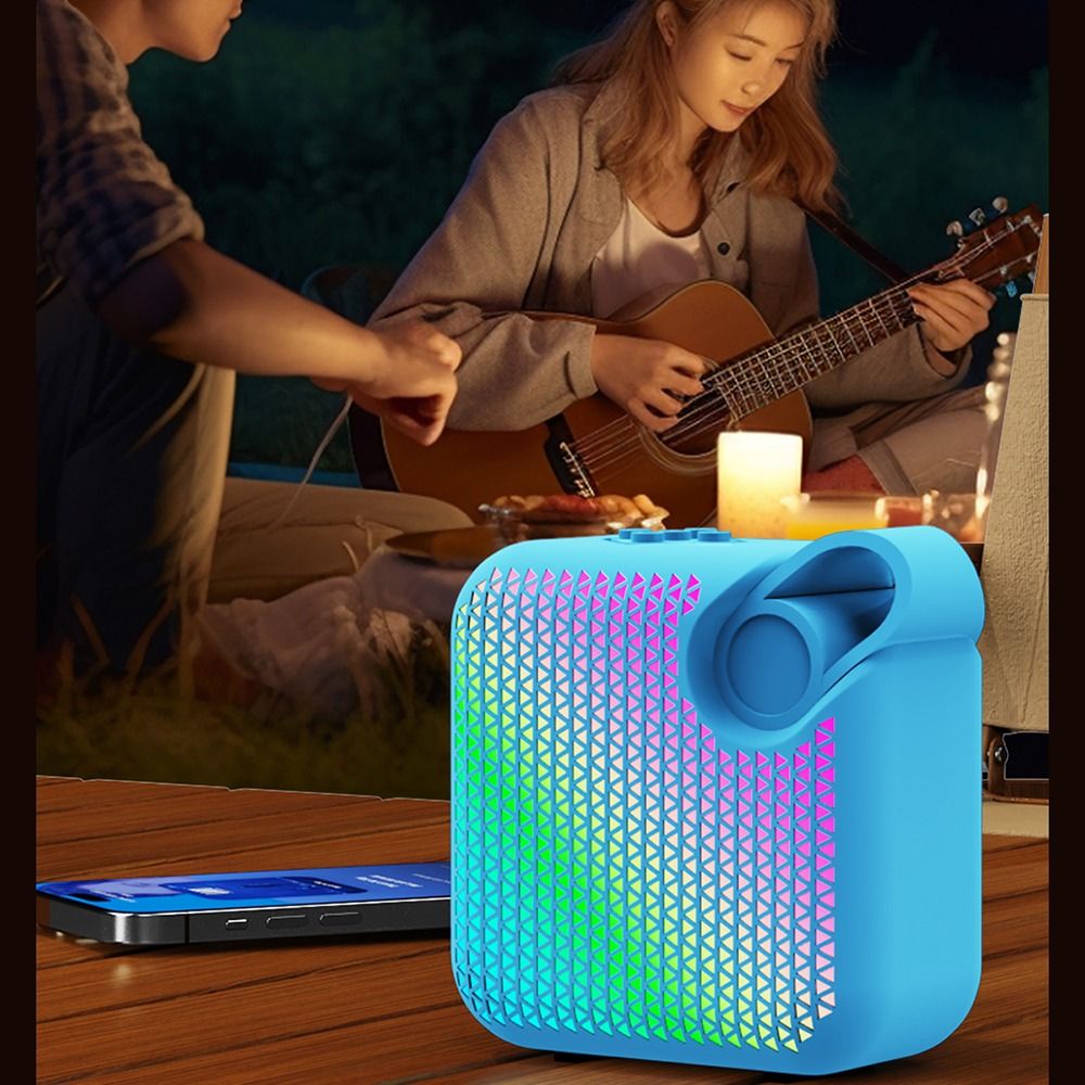 Mini kannettava bluetooth-kaiutin tunnelmalampulla stereoääni subwoofer langaton äänilaatikko korkea ääni superbasso