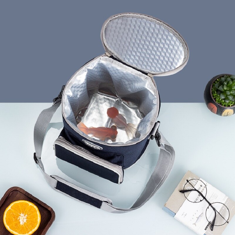 Cylindrical Lunch Box Cooler Bag Picnic Waterproof Oxford Aluminum Foil Food Refrigerator Car Camping Thermal Insulation Bags