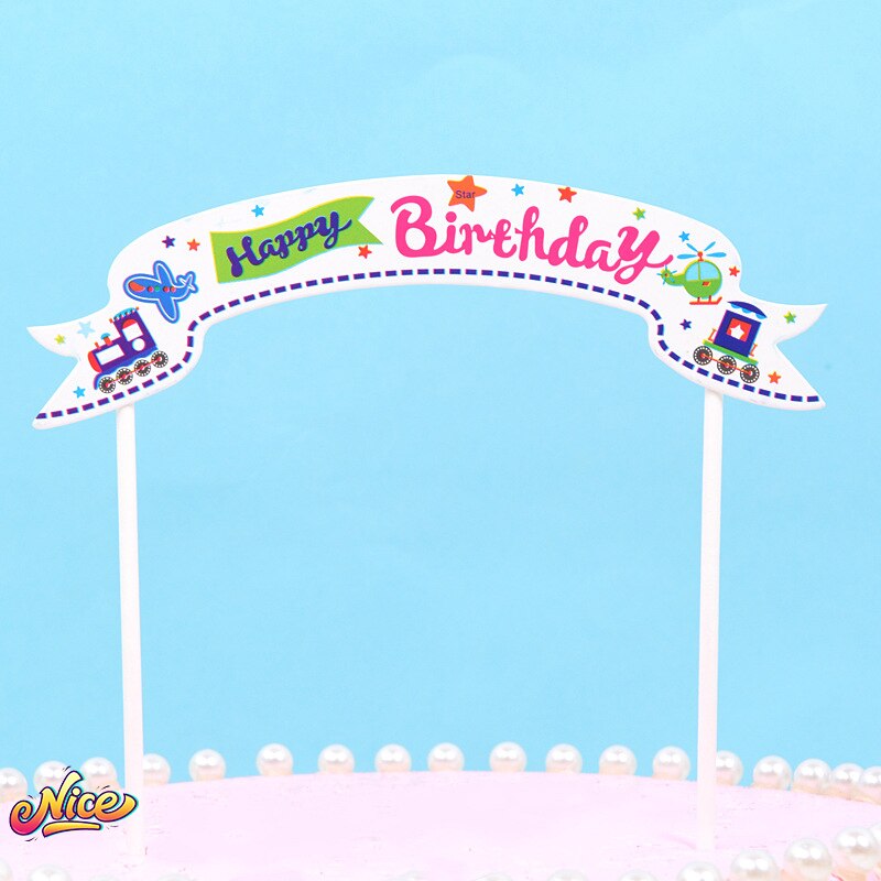 5 unids/lote Topper para tarta de feliz cumpleaños decoración signo Topper de la torta de cumpleaños insertar chica sirena cumpleaños postre Decoración: plane