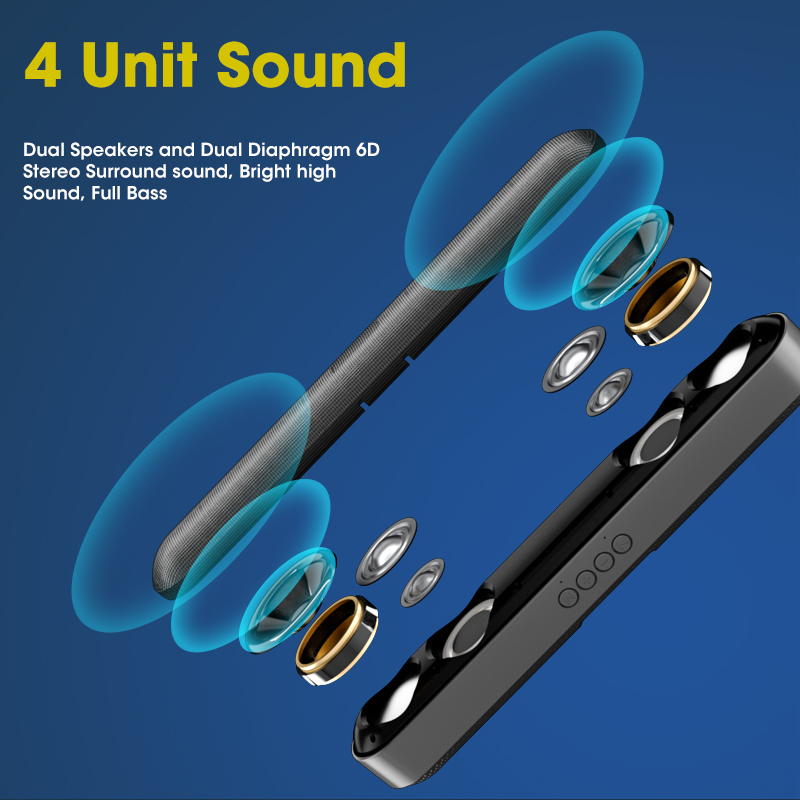 Computer Speakers 6D Stereo Surround Soundbar Bluetooth Speaker for PC Laptop Notebook Home Theater Full Range Loudspeakers