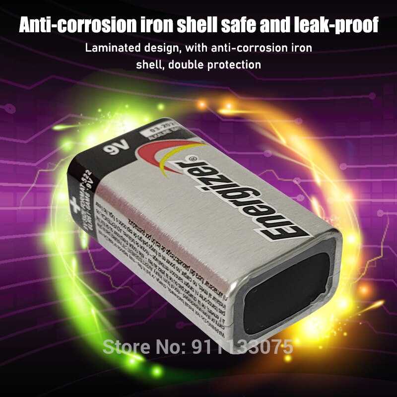 2Pcs Energizer 9V 6F22 Battery Super Heavy Duty Batteries Dry Batteria ForInfrared Electronic thermometer wireless microphones