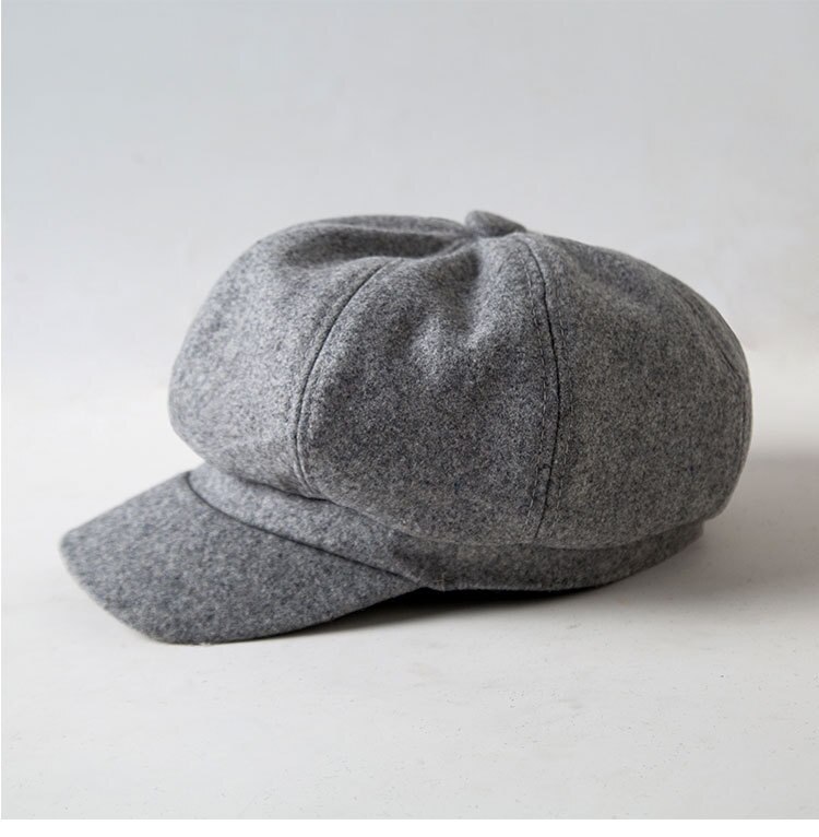 Women Wool Cotton Blend Berets Winter Autumn Octagonal Beret Caps Stylish Artist Painter Hats Classic Lattice Beret Hat: Style 2 Gray