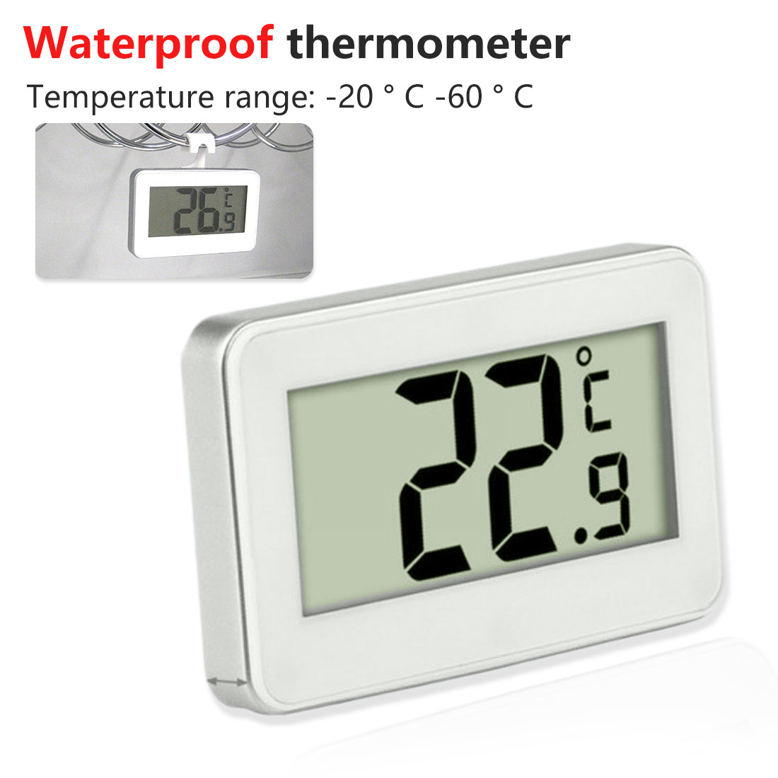 Waterdichte Digitale Thermometer Lcd Digitale Scherm Precisie Koelkast Thermometer Koelkast Vriezer Met Verstelbare Stand Magneet