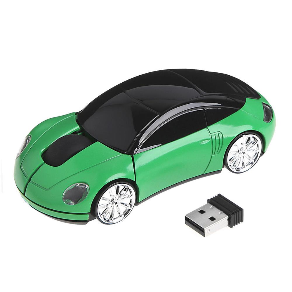 2.4G 1600DPI Mouse USB Receiver Wireless LED Light Car Shape Optical Mice: Green