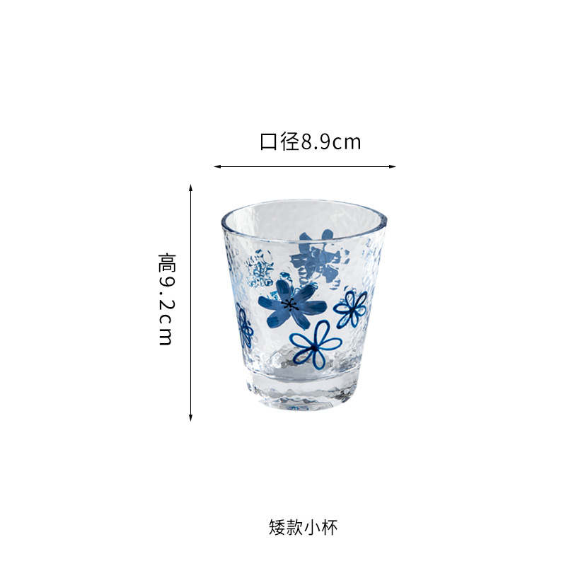 Japansk handmålad glas hammare fruktjuice vin kopp te vatten drickskopp: 275ml
