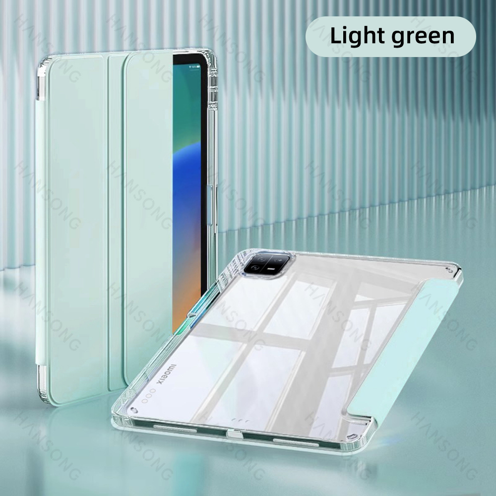 For Mi Pad Case for Xiaomi Mi Pad 5 & 5 Pro 11 inch HD Transparent Case for Mi Pad 6 & 6 Pro 11 inch with Awake / Sleep Cover: eleven / green