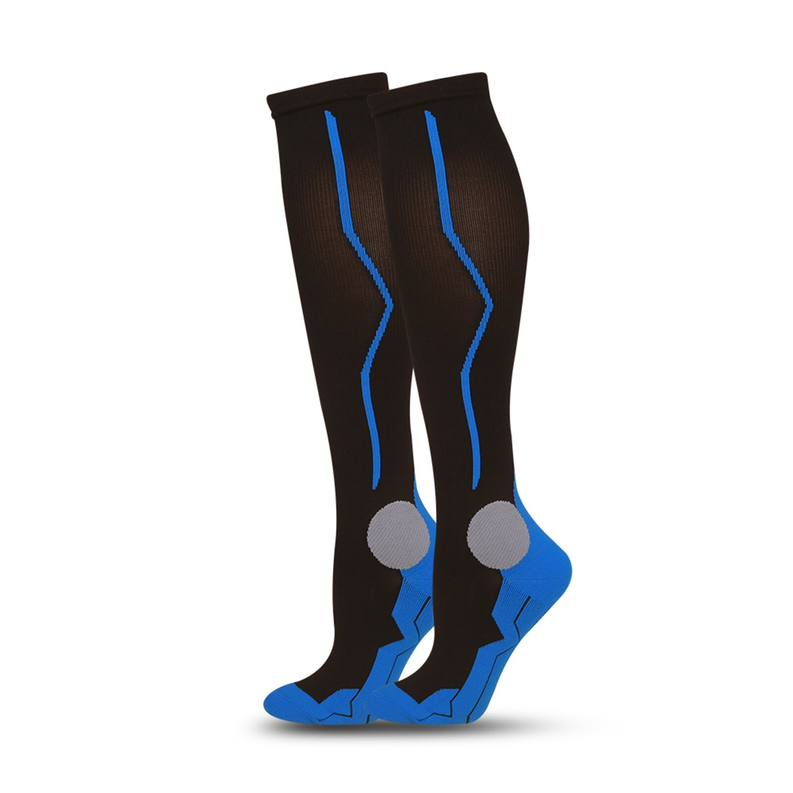 Sports Running Long Stockings Football Soccer Socks Leg Compression Stretch Stocking Athletic Compression Socks: Royal Blue / L