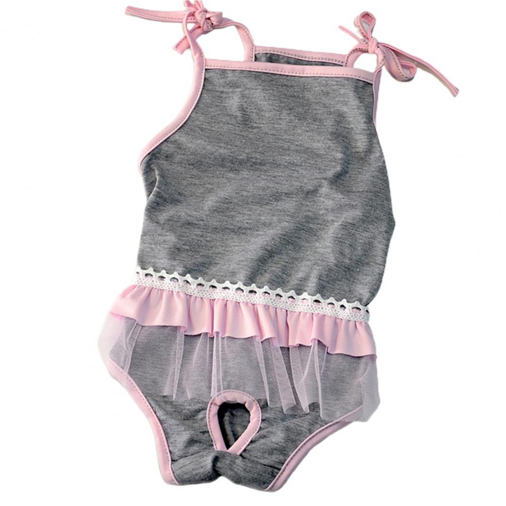 Pet Sanitary Pants Cozy Health Care Pet Sanitary Pants Elastic Pet Short Pants: Gray  Pink / M