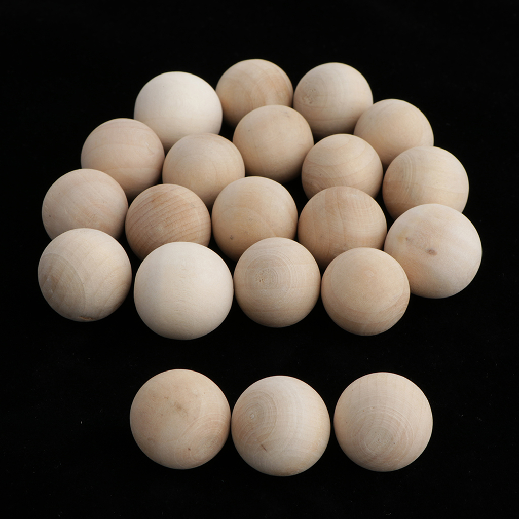 20x Hardwood Balls Solid Natural Beech Wooden Balls Beads Crafts Making 20mm