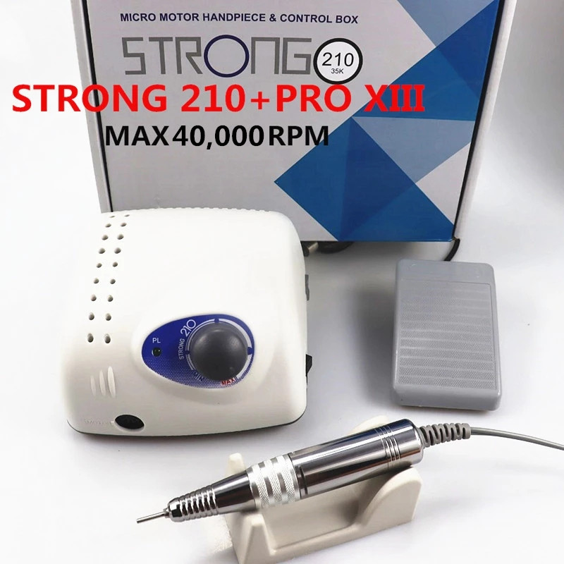 XIINail-taladro Strong 210 PRO, cortadores de máquina de manicura eléctrica uña, pulidora, lima de uñas, 35K