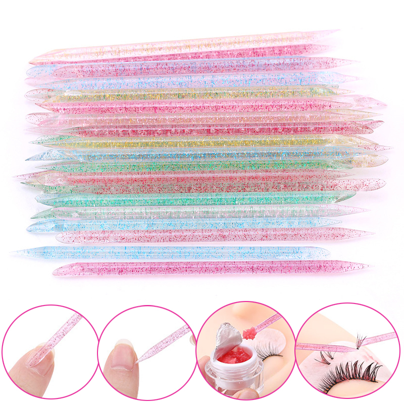 20/50/100 Pcs/Lot bâton d'ongle en cristal Double face cuticule poussoir outils de suppression réutilisable coloré bâton Nail Art soin manucure ensemble