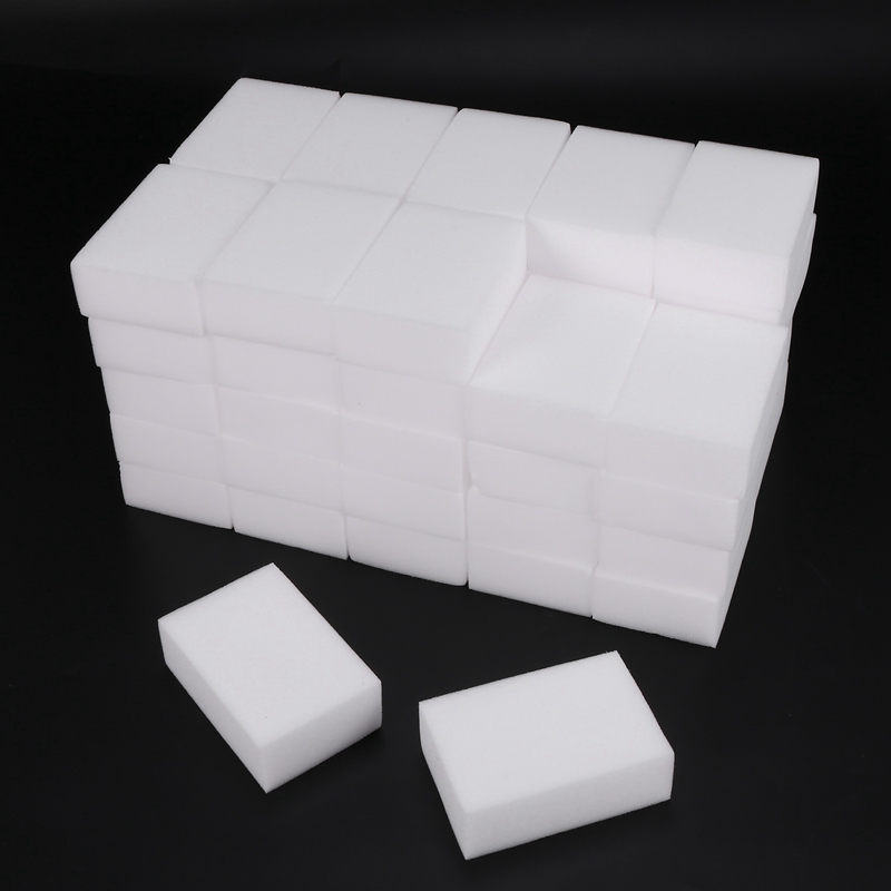100x Schoonmaak Gum Spons Melamine Schuim 9X6X3cm Extra Dikke