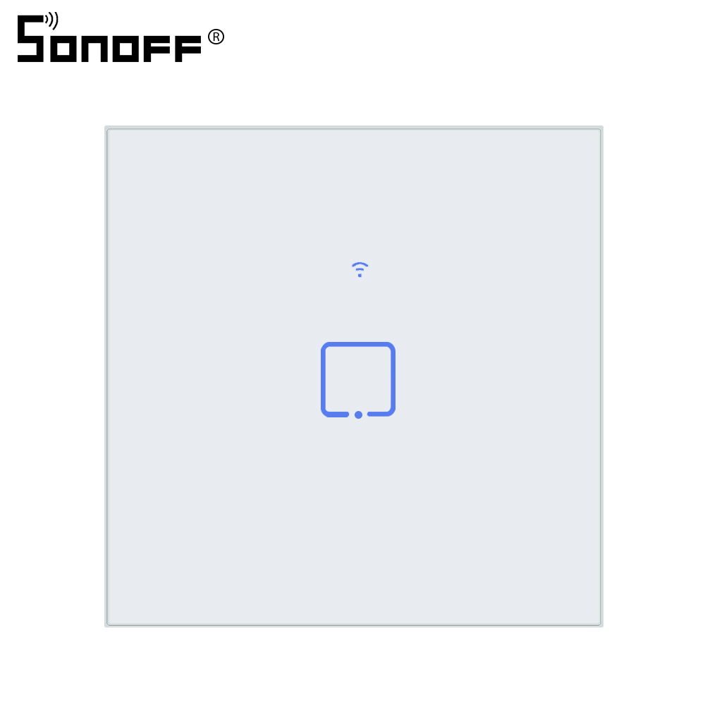 SONOFF Touch Wall Switch Glass Panel Light EU US Socket Plug Wifi Wireless Remote Control 1 Gang 1 Way Relay Google Smart Home: T0 EU 1C