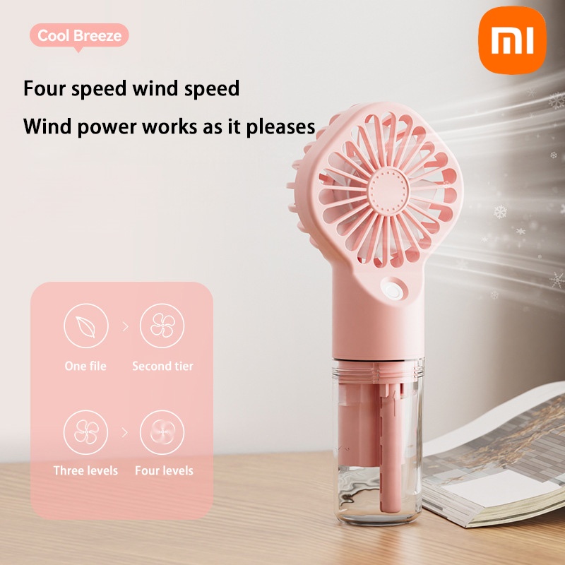 Xiaomi Tragbarer Luftbefeuchter-Ventilator, Mini-Hand-Nebelventilator, tragbarer wiederaufladbarer Handventilator mit Luftbefeuchter, Mini-Wassersprühventilator