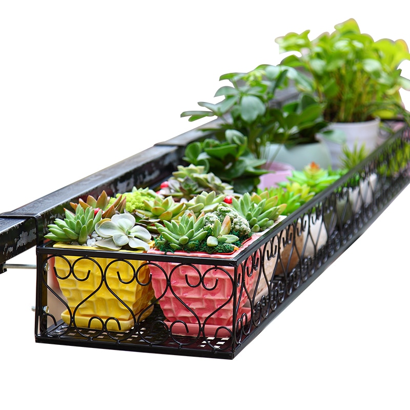 Balkon Metall Regal Blume Gestell Schmiedeeisen Geländer Zauberstab Hängen Blumentopf Gestell Leitplanke Multi-schicht Gestell Hängen Regal