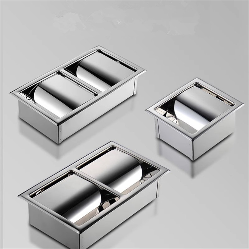 Gold In-wall Bathroom Paper Holder Rose Gold SUS Bathroom Paper roll Holder Black Towel Rack Toilet Paper Holder Tissue Box