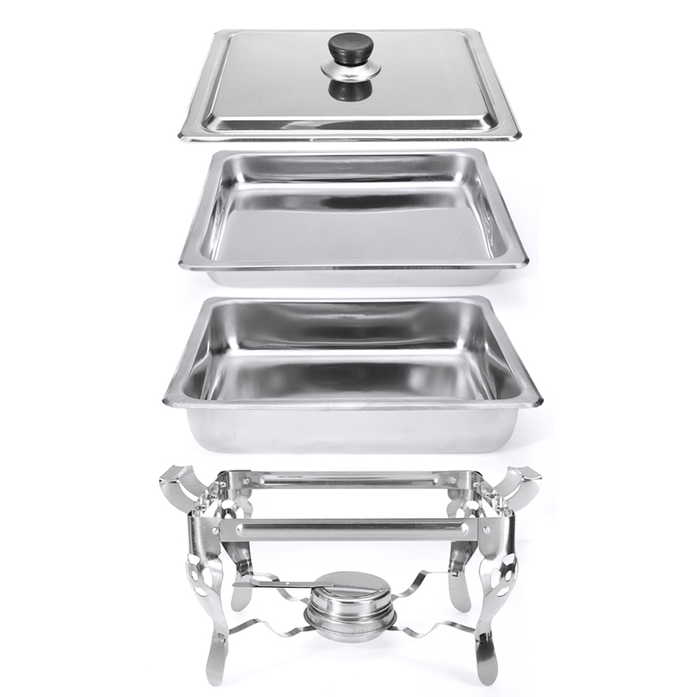 6L Stainless Steel Square Buffet Stove Chafing Dish Buffet Stoves Caterer Food Warmer Burner Tray Wedding Party