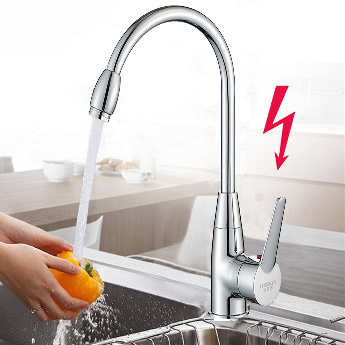 Rotatable and Cold Water Kitchen Sink Faucet Mixer Sink Faucet Kitchen Accessories (Without the Hoses)