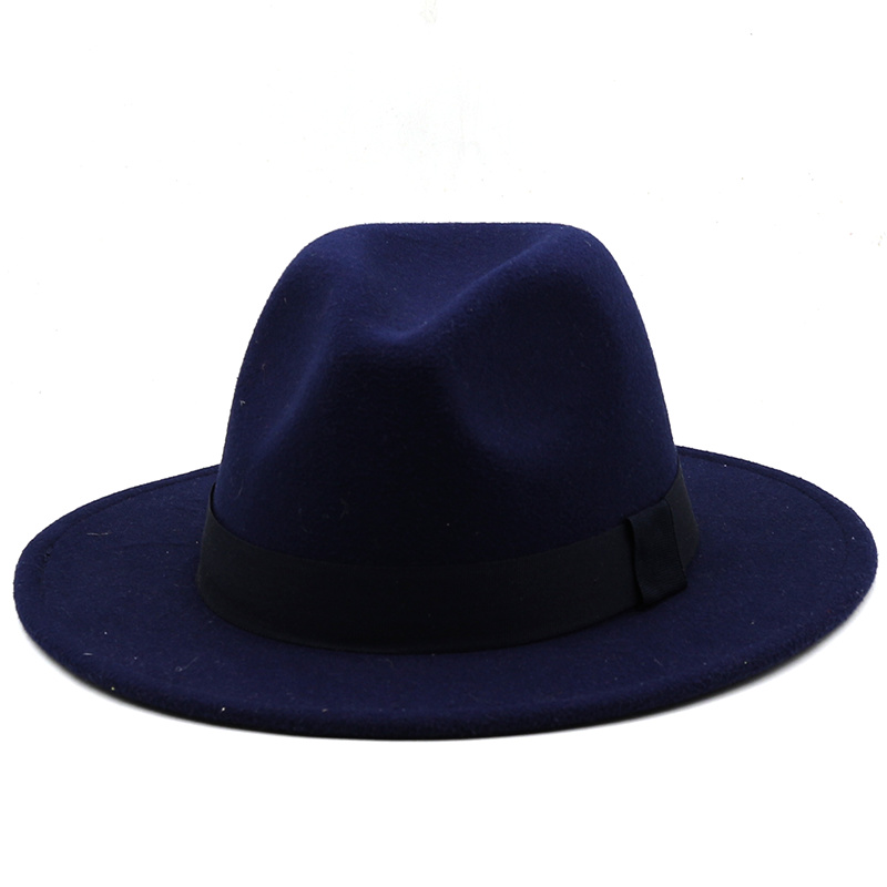 7CM Wide Brim Women Felt Fedora Hats With Bee Ribbon Autumn Winter Wedding Party Trilby Hat Men Gentleman Jazz Hats 54-58CM