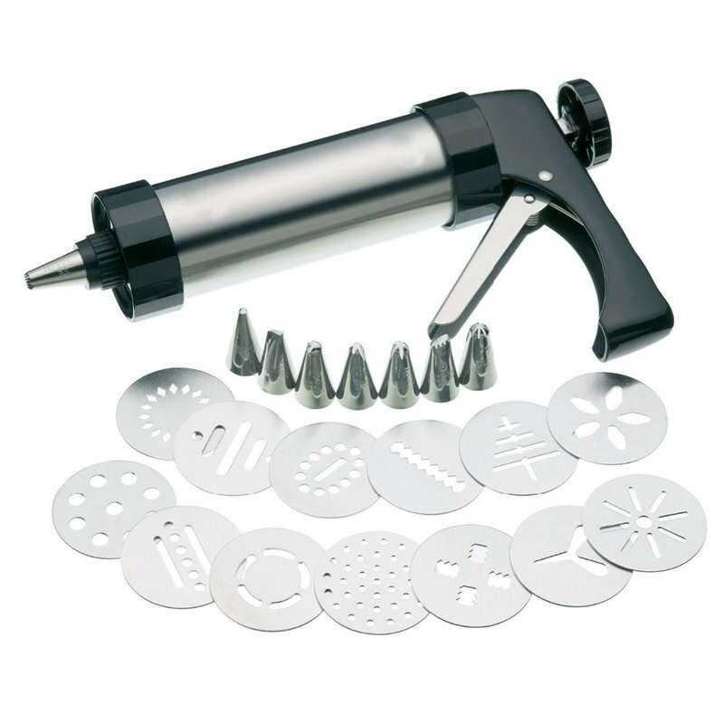Cookie Decorating Machine Stainless Steel Cookie Press With 13 Discs And 7 Icing Tips Baking Cookie Biscuit Moulds Tools