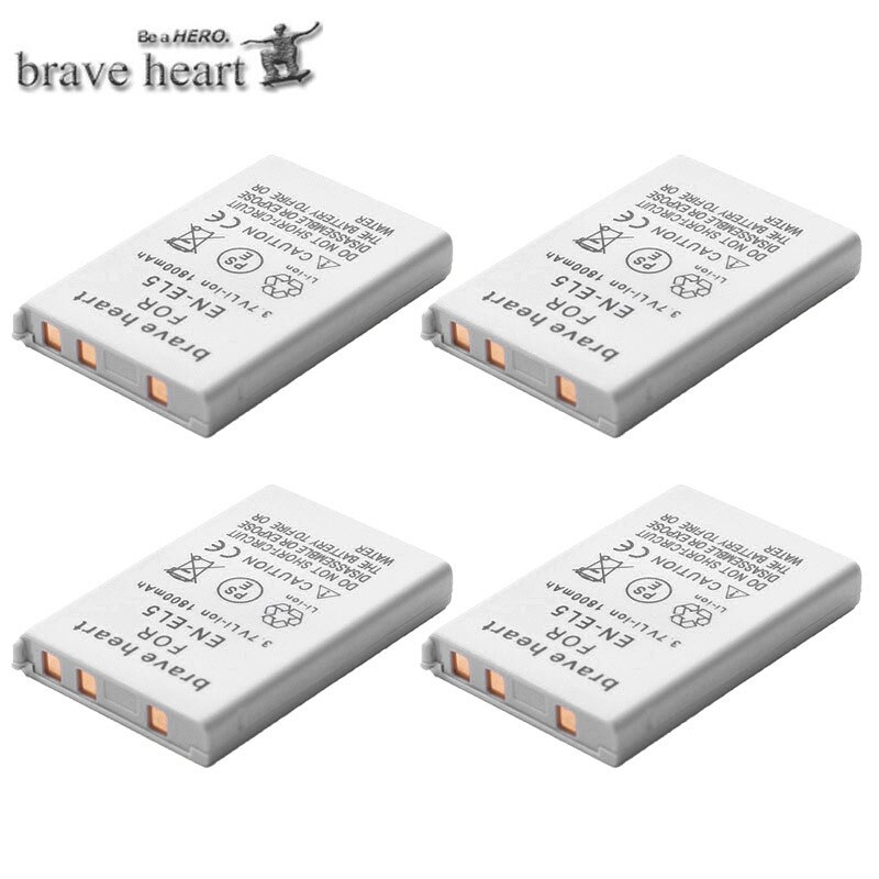 4 stk 1800 mah en -el5 enel 5 en el5 batteri + usb dobbelt oplader til nikon kamera coolpix  p80 p90 p100 p500 p510 p520 kamera: 4 batterier