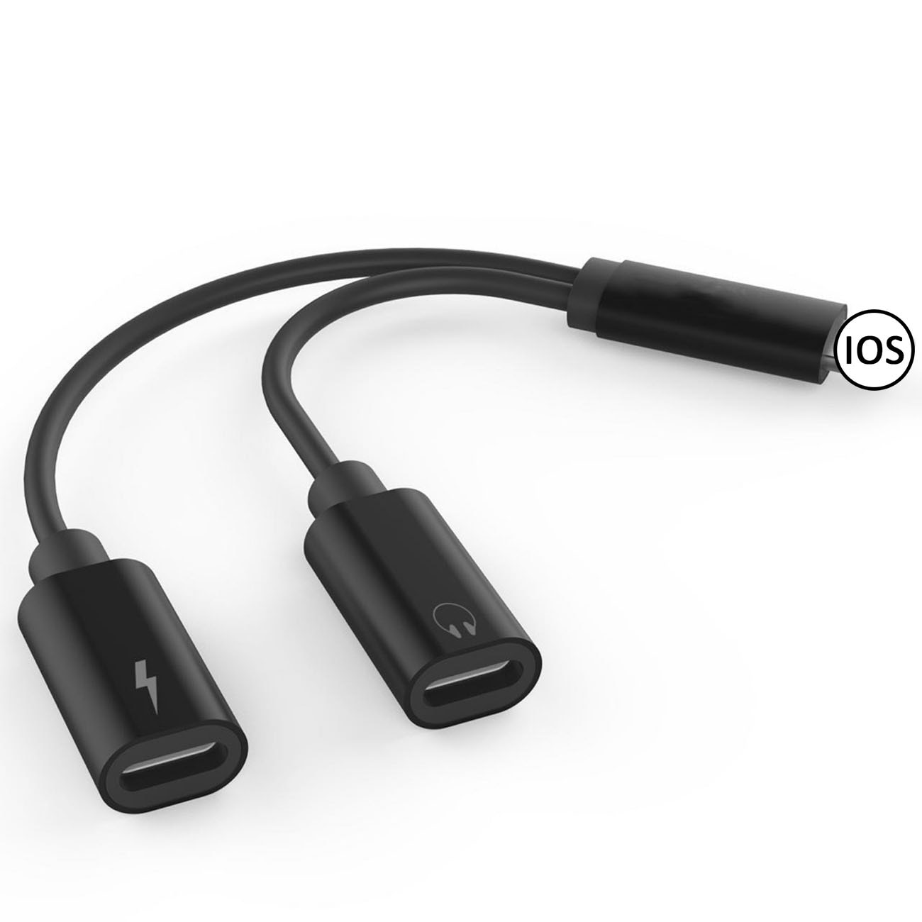2 in 1 Splitter Adapter for iPhone X/8/8 Plus/7/7 Plus for Lightning Headphone Audio & Charge Adapter: Black