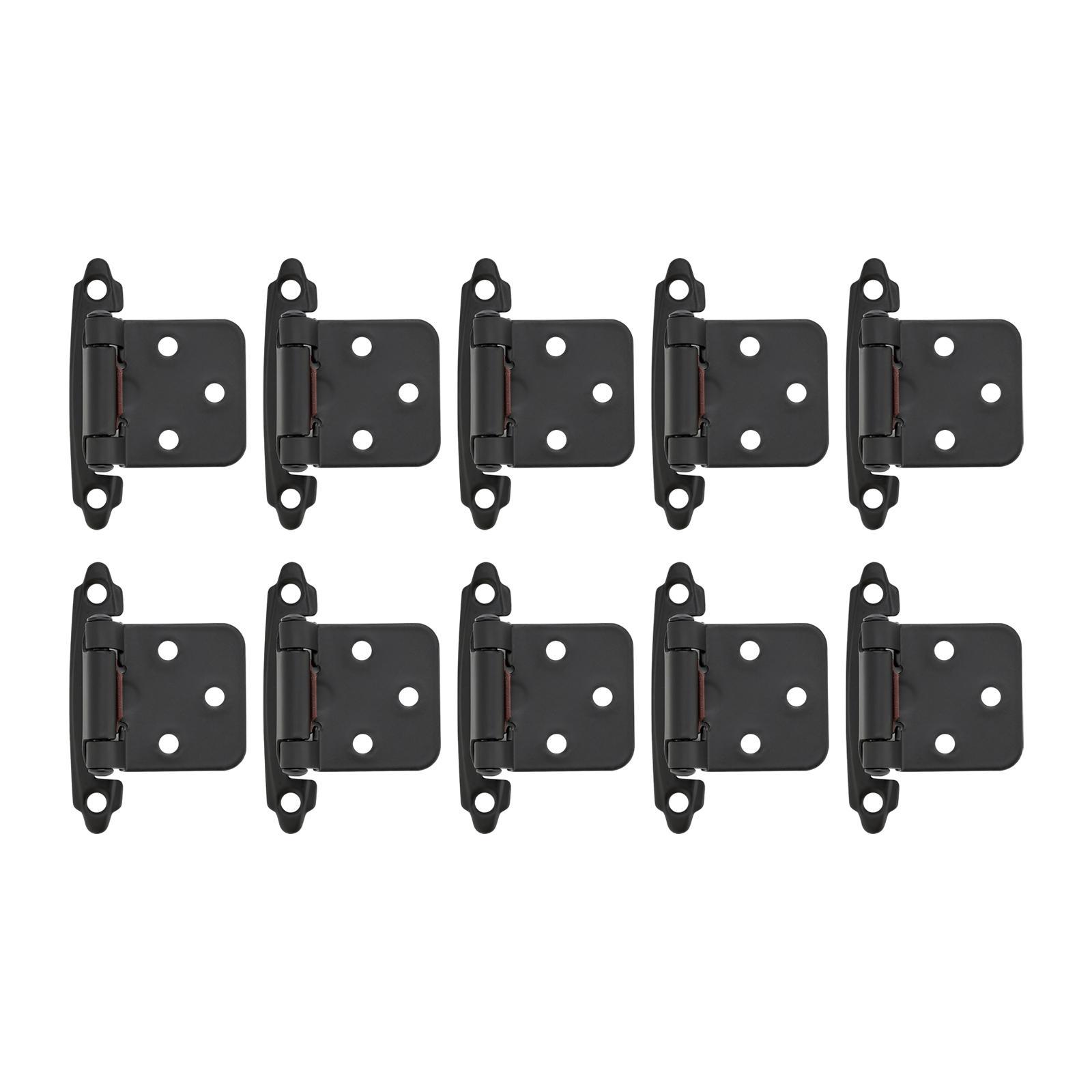 Bisagras para puertas de gabinete, 10 piezas, fáciles de instalar, cierre silencioso y suave para RV, acero laminado en frío, accesorios semis ocultos versátiles: Negro