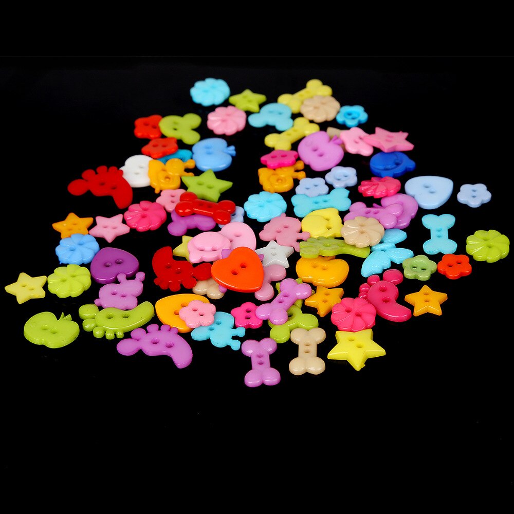 50-100PCS Random Mixed Decorative Buttons Lovely Conveyance Double Holes Mix Sewing Wooden Plastic Buttons Flatblck Scrapbooking