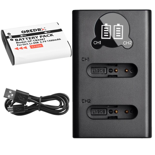Batterie 1500mAh Li-92B + chargeur Li 90B Li92B avec type-c pour Olympus duty Li-90B TG-5 TG-4 TG-6 SH-1 SH-2 SH-60 SH-5: 1B with Charger