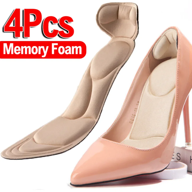2/4 pezzi tacco alto sottopiede in Memory Foam inserti tallone Post posteriore traspirante antiscivolo per scarpe da donna solette di supporto per arco di scarpe