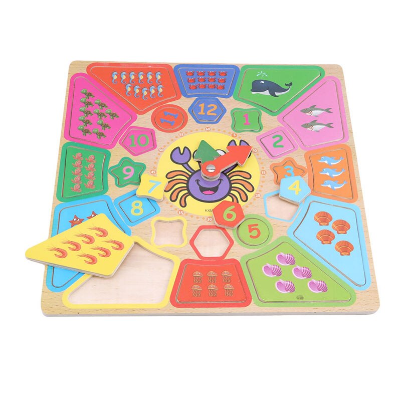 FrüHenne Bildung Kognitiven Uhren Holz freundlicher Demontage Alarm Uhren Multi-funktionale Geometrie Party Puzzle Puzzle: Platz