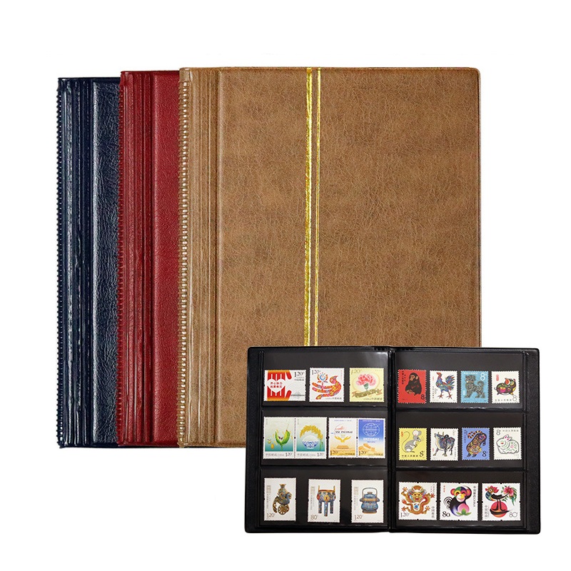 Libro de álbum de colección de sellos postales, bolsa de almacenamiento de colección de sellos de doble cara, folleto de colección de sellos vacíos, 20 hojas